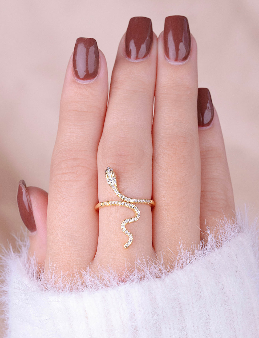 Anillo Serpiente Piedras Blancas Ref: A1741