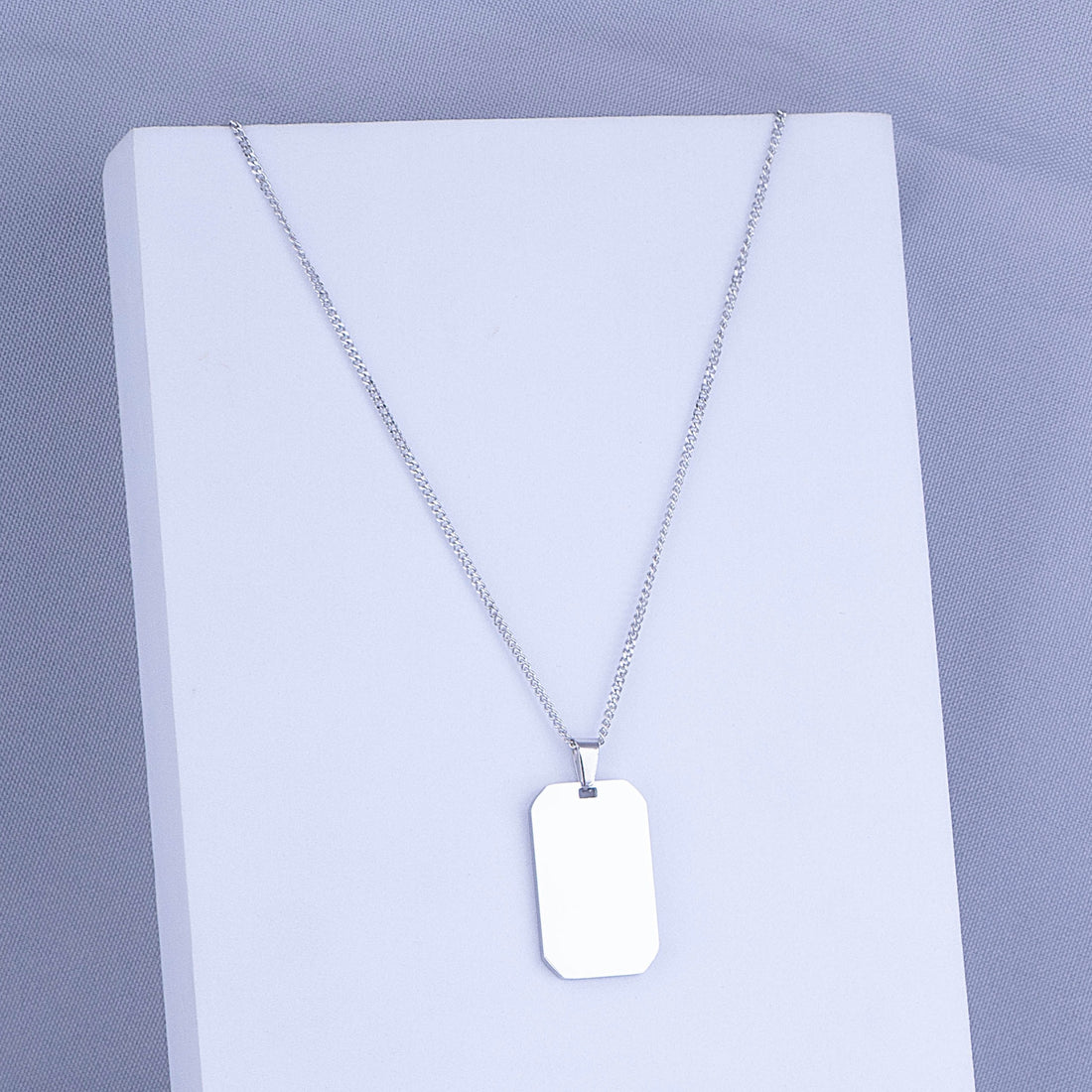 Cadena Hombre Placa Plateada Ref: F846