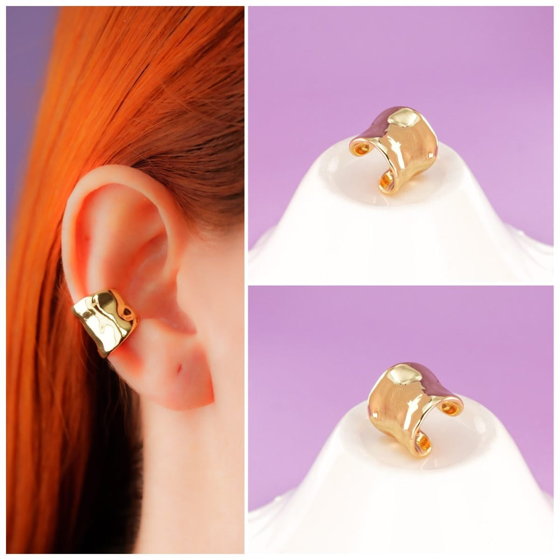 Ear Cuff Corrugado Dorado Ref: E486