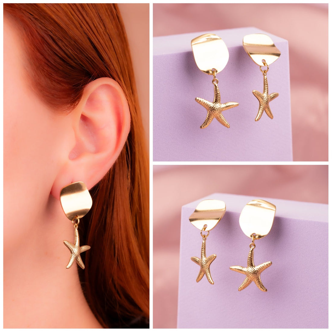 Aretes Estrellas De Mar Dorados Ref: B2741