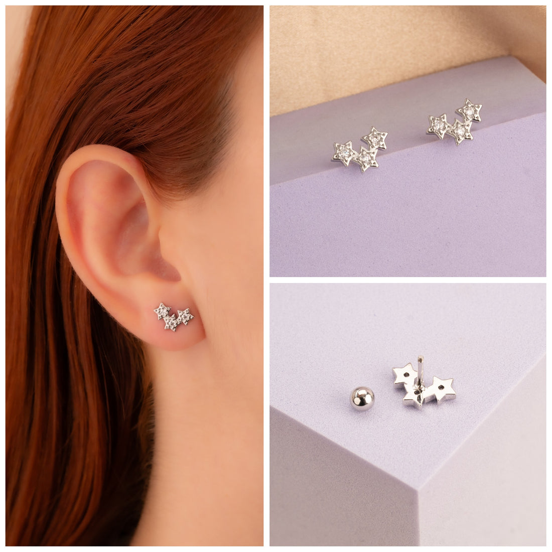 Topitos Seguridad Estrellas Plateadas Ref: L333