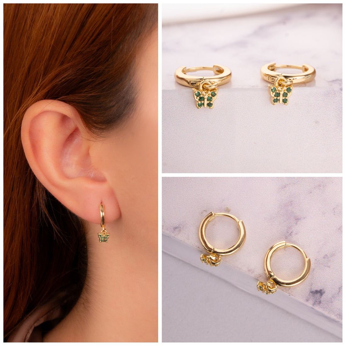 Candongas Mariposas Verdes Ref:B844