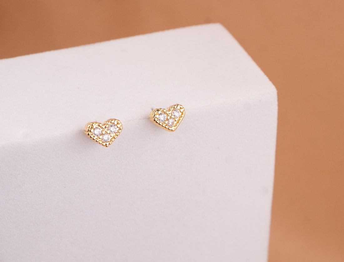 Topitos Corazones Circones Dorados Ref:L1254