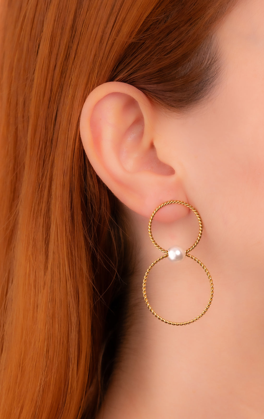 Aretes Círculos Perla Dorados Ref:B1298