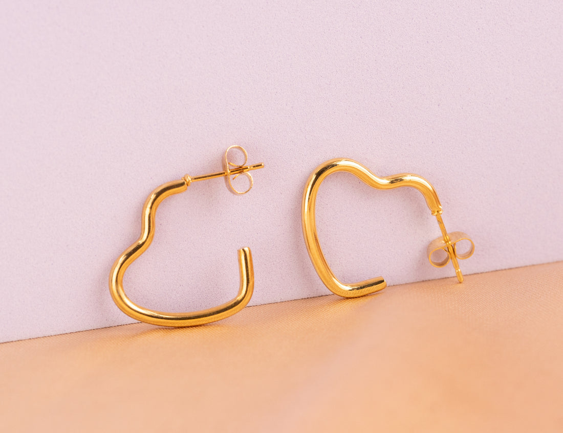 Candongas Corazones Tres Cuartos Doradas Ref:B746