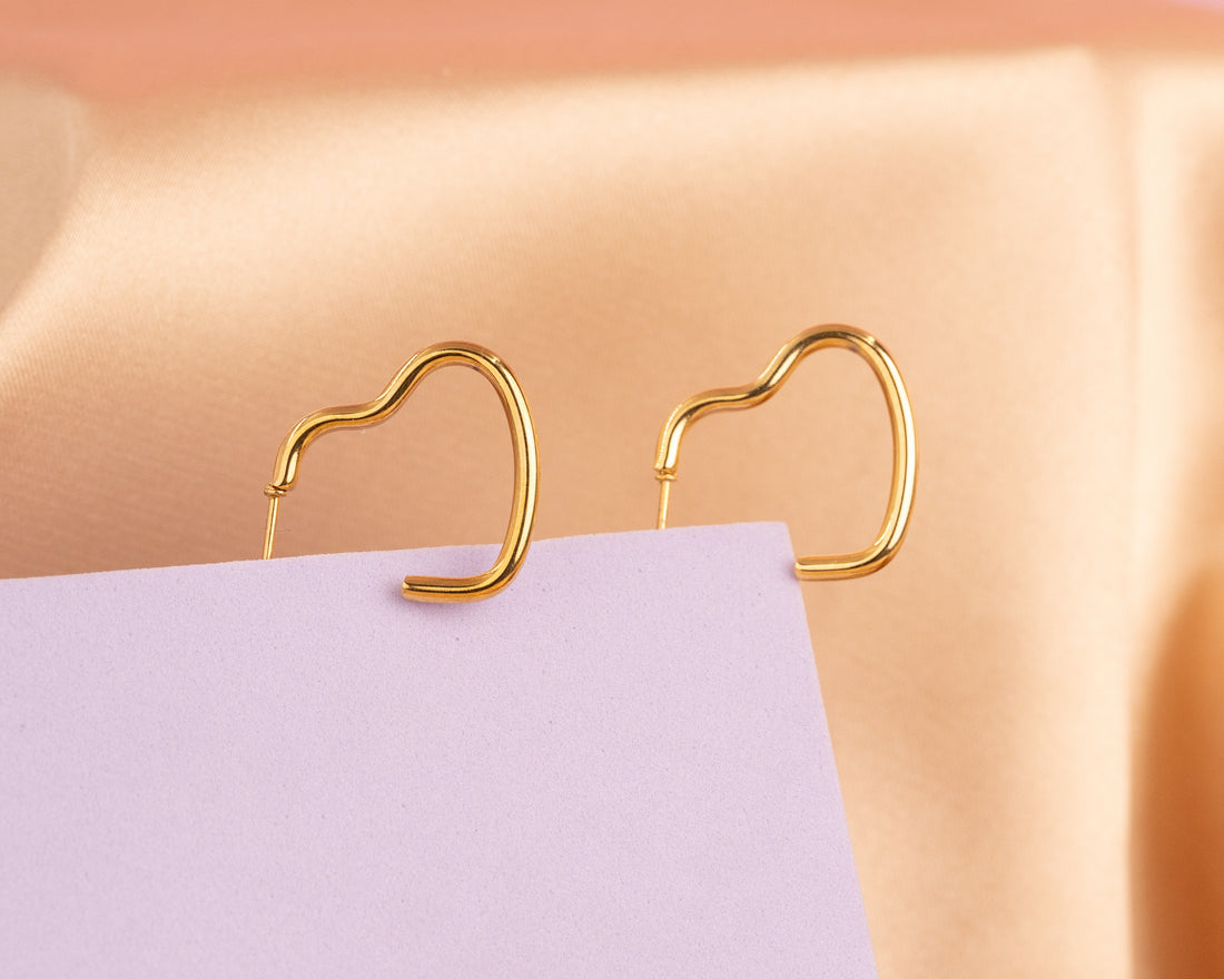 Candongas Corazones Tres Cuartos Doradas Ref:B746