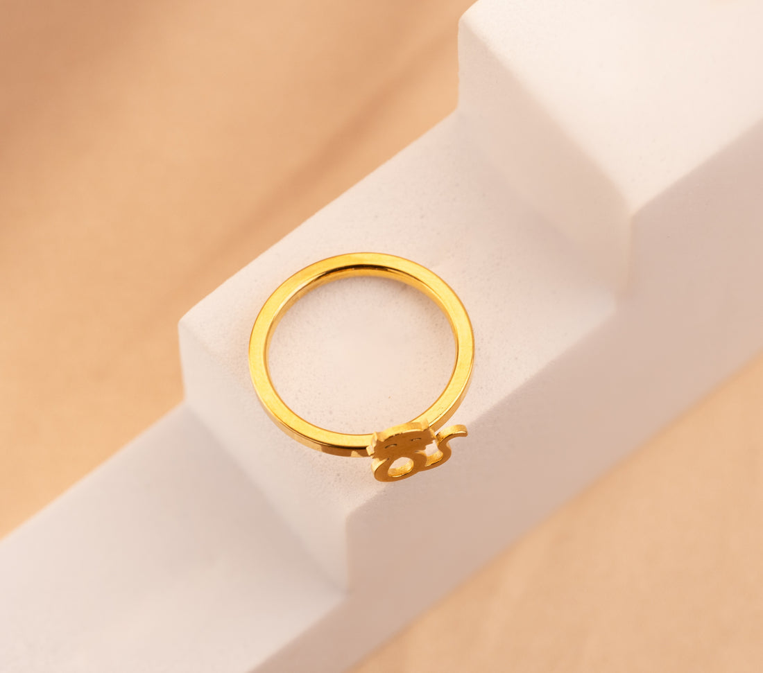 Anillo Gato Dorado Talla 7 Ref:A1700