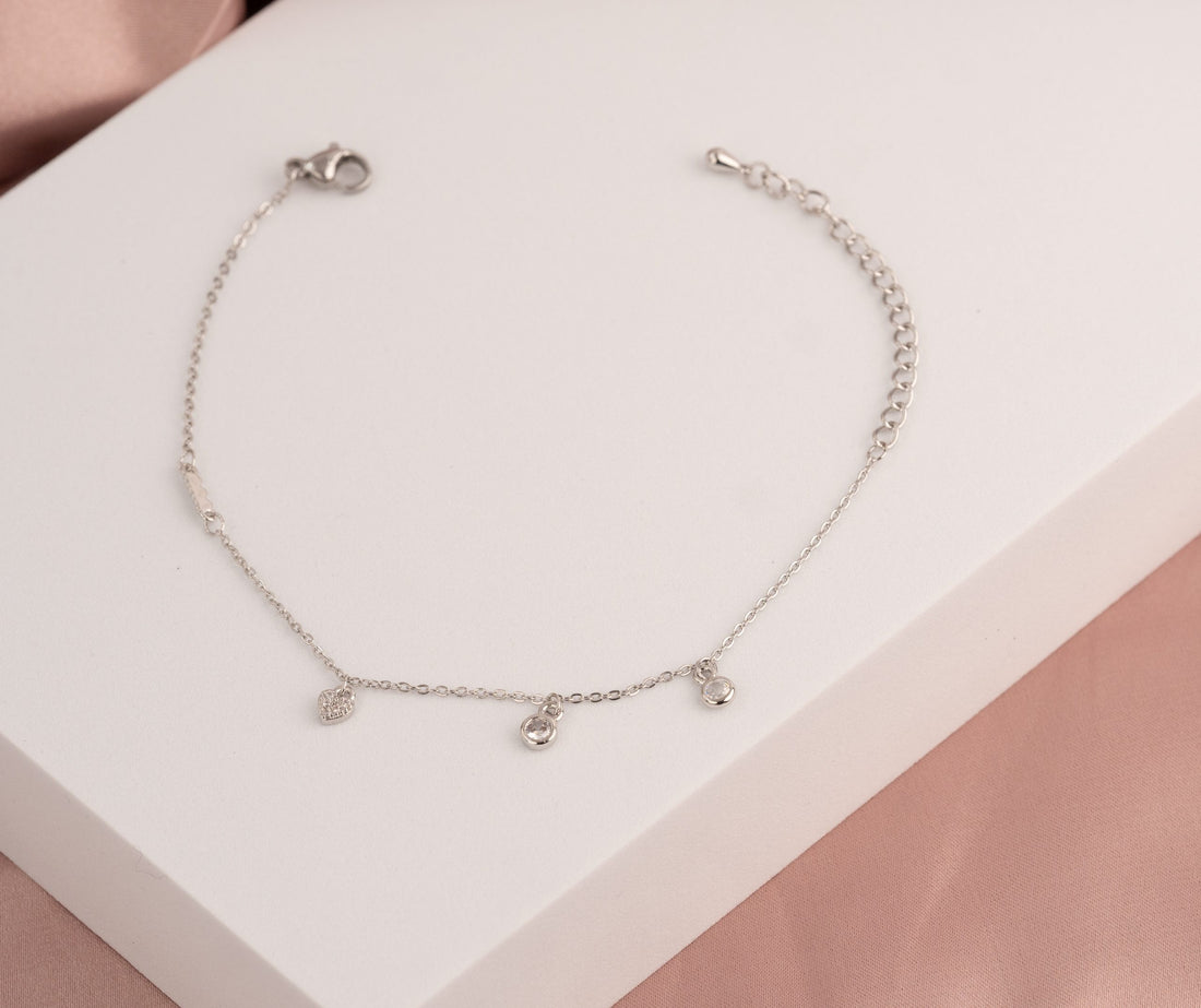 Pulsera Corazón Circones Plateada Ref: I230