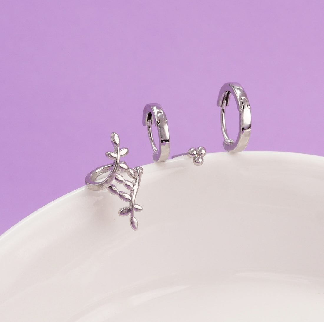 Set Aretes Atenea Plateados Ref: K331