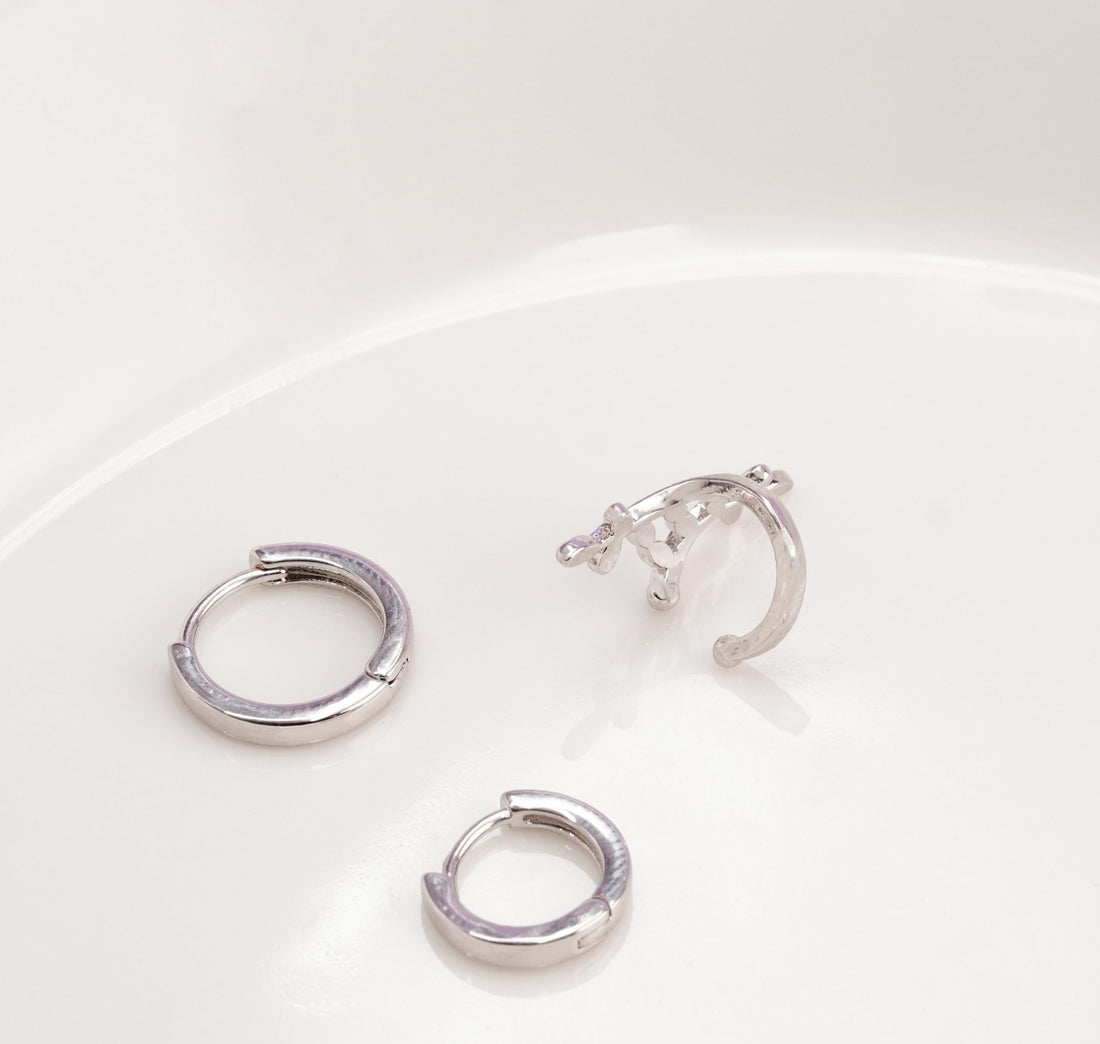 Set Aretes Atenea Plateados Ref: K331