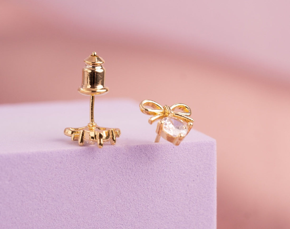 Topitos Moños Circones Dorados Ref: L576