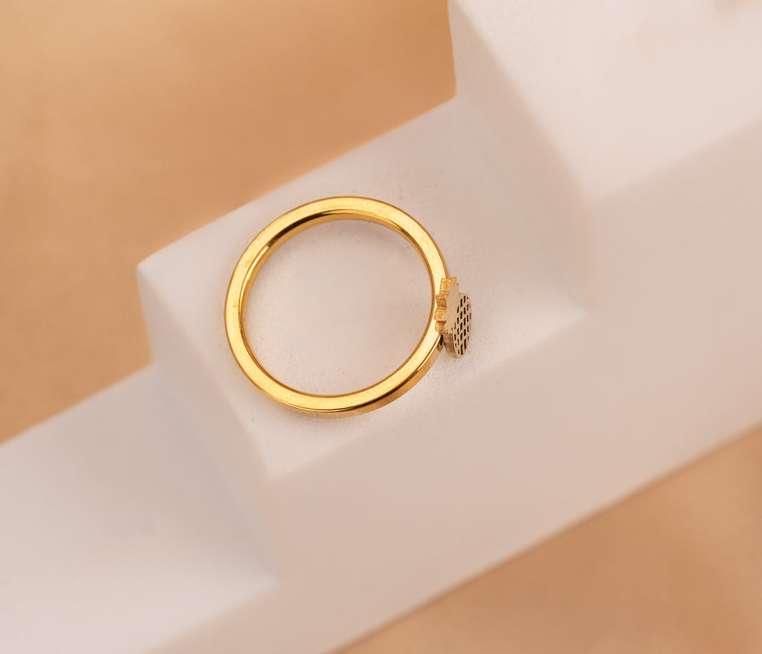 Anillo Piña Dorado Talla 7 Ref:A1800