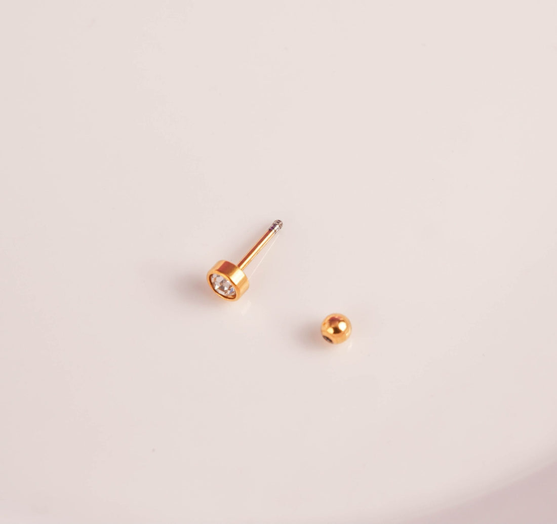 Piercing Circón Blanco Dorado  Ref: H188