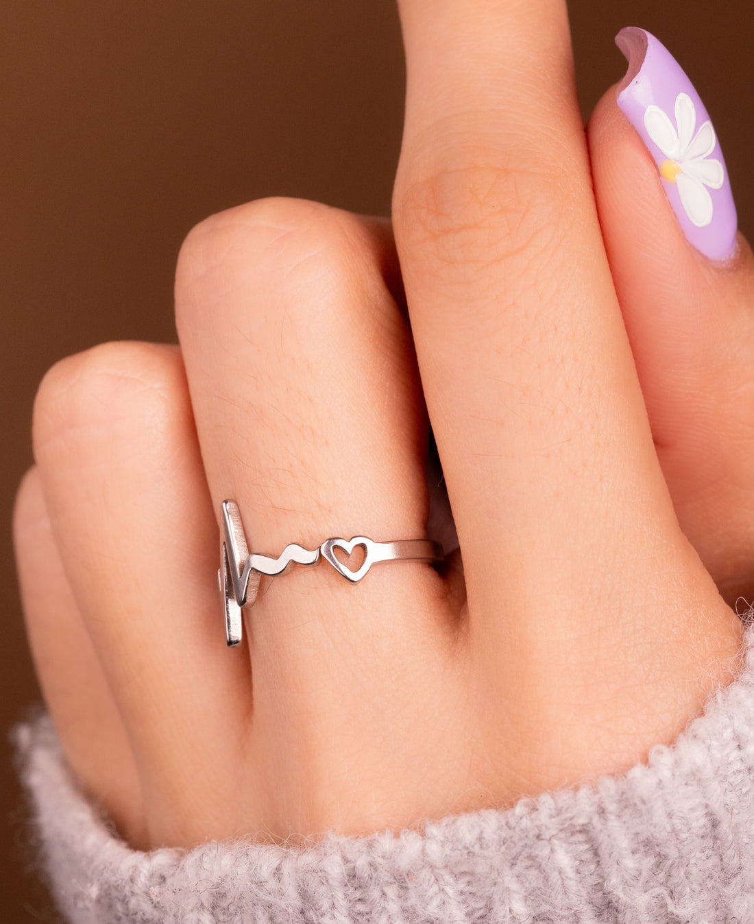 Anillo Electro Corazón Plateado Ref: A2420