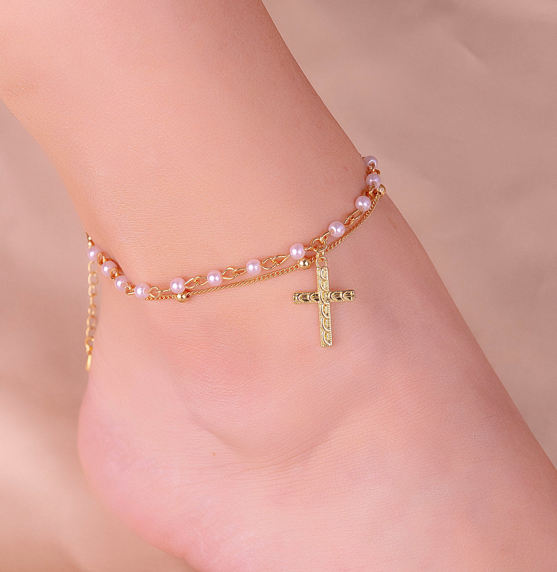 Tobillera Cruz Dorada Ref: M156