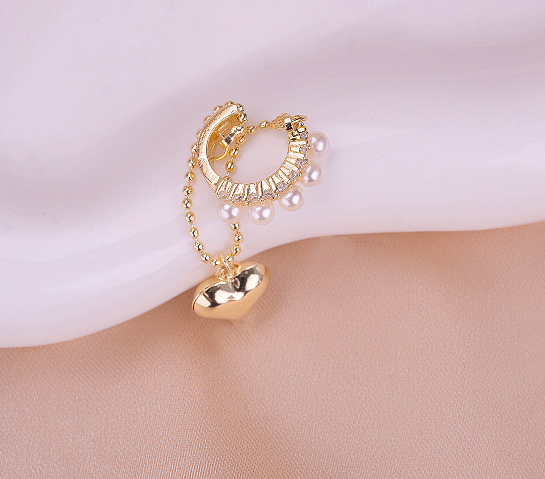 Ear Cuff Perlas Corazón Colgante Ref: E507