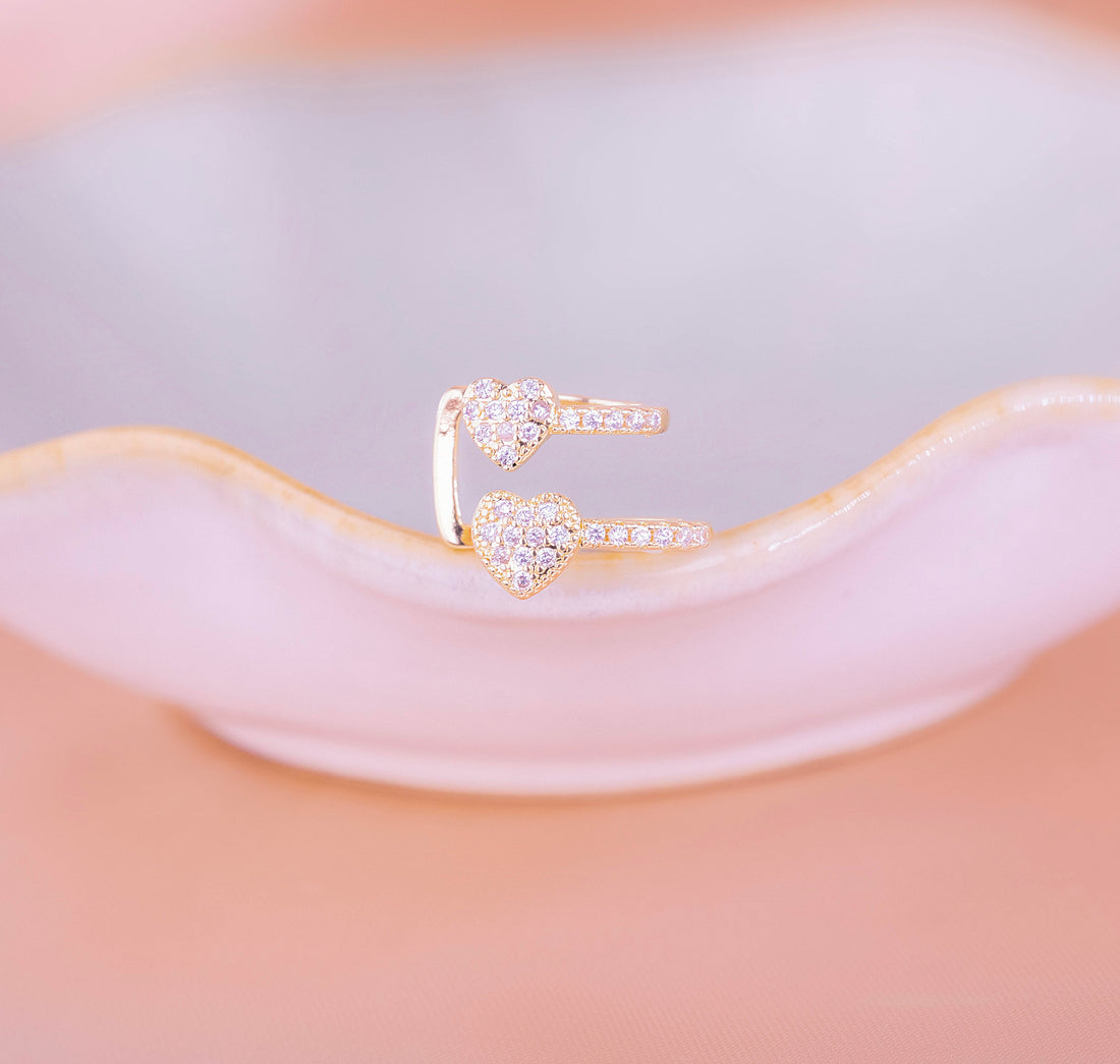 Ear Cuff Doble Corazones Ref:E343