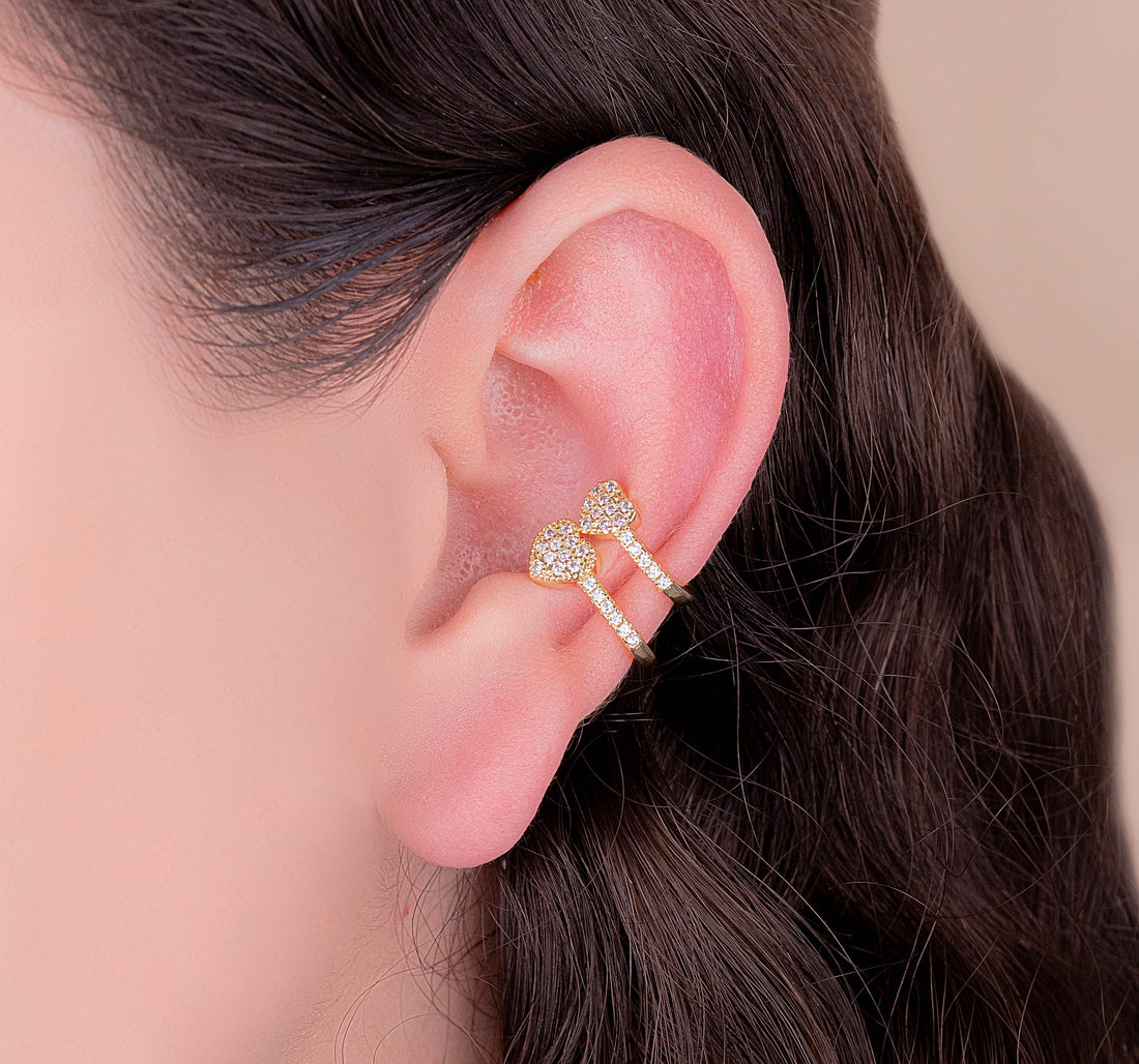 Ear Cuff Doble Corazones Ref:E343