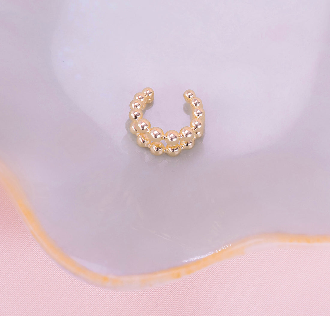 Ear Cuff Doble Esferas Dorado Ref: E139