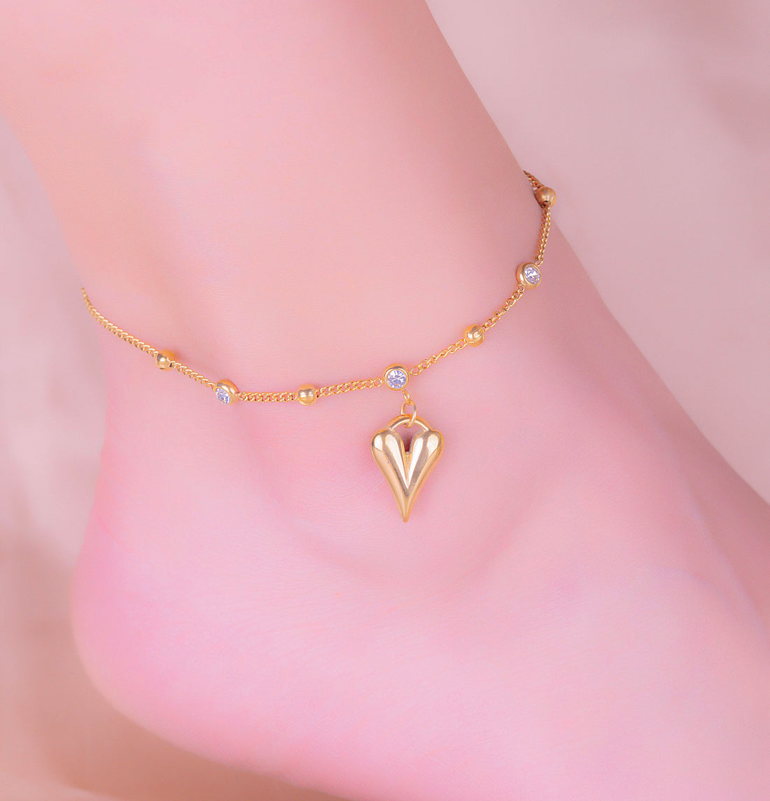 Tobillera Corazón Dorado Ref: M035