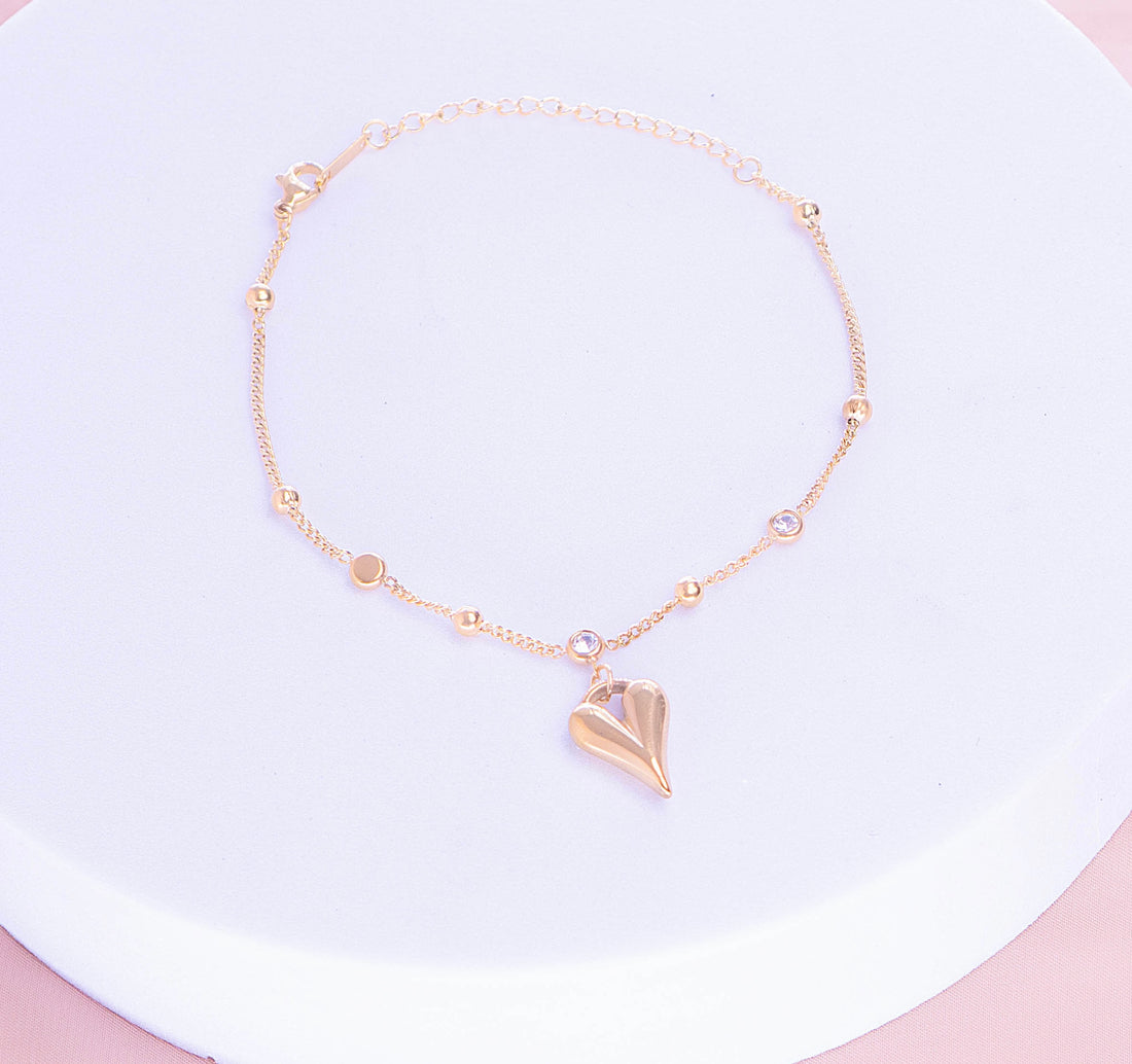 Tobillera Corazón Dorado Ref: M035