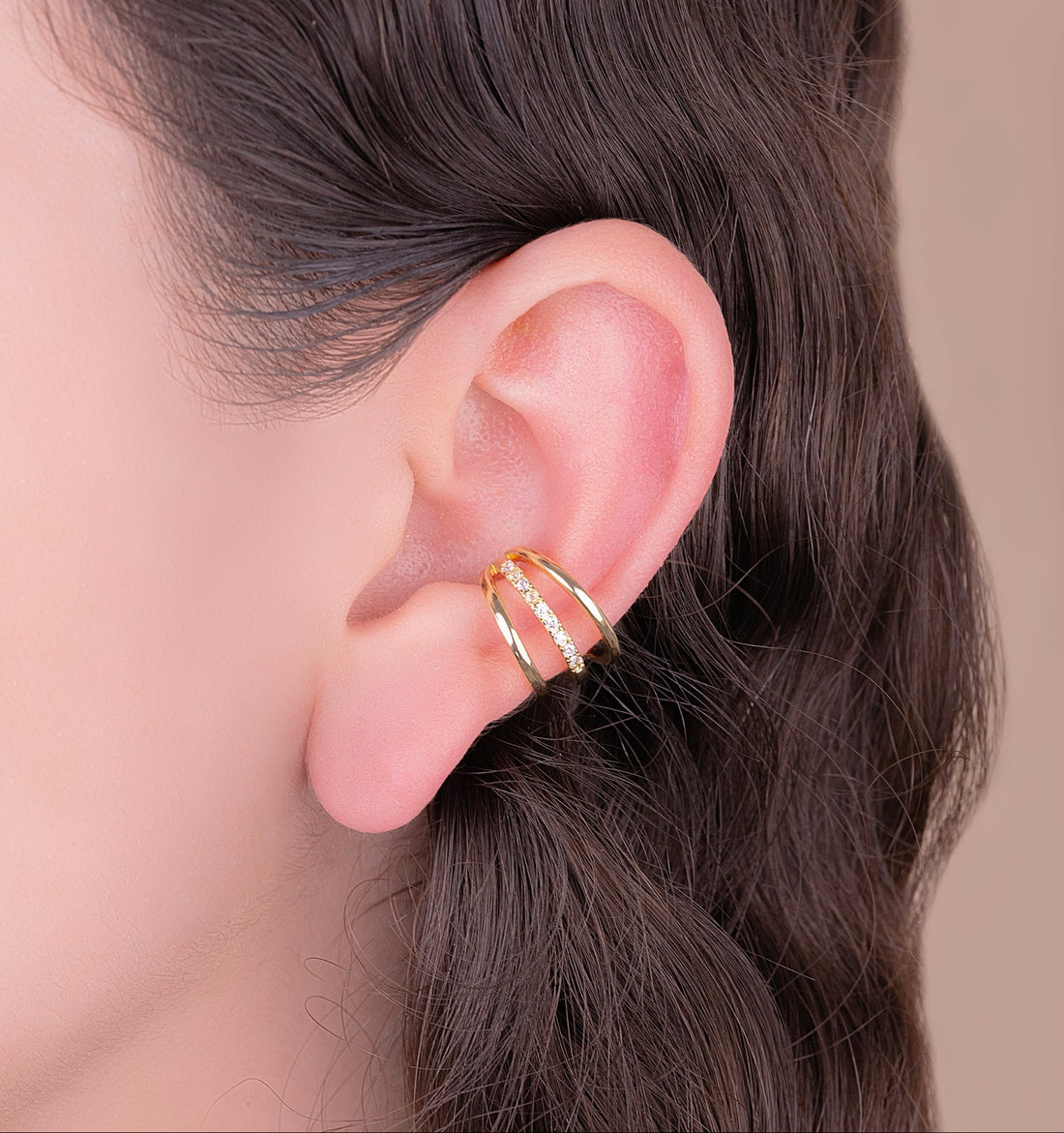 Ear Cuff Triple Dorado Ref:E209