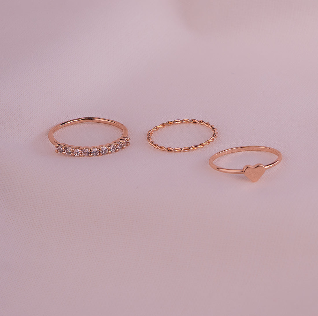 Set x 3 Anillos Emma Oro Rosa Ref: J370
