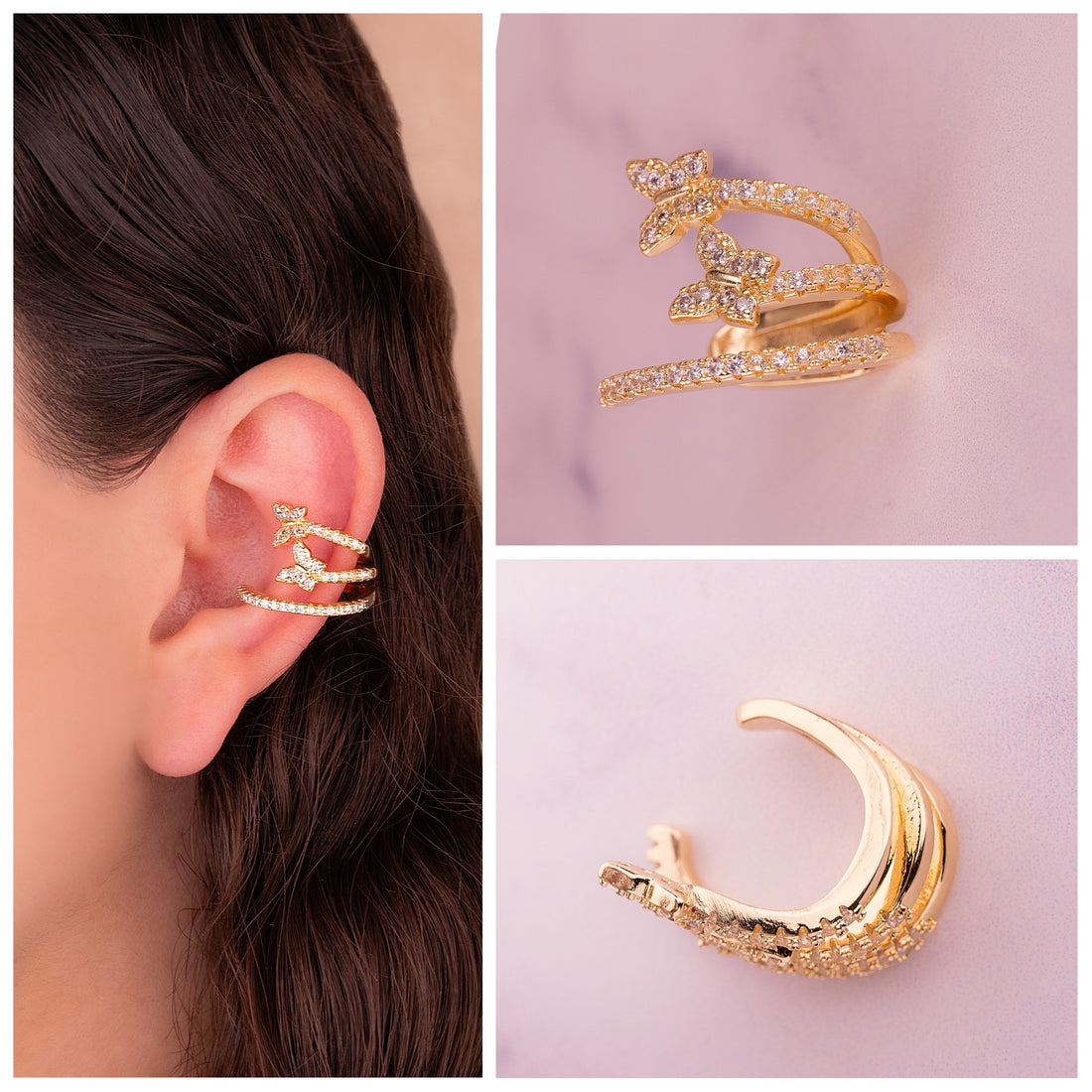 Ear Cuff Mariposas Dorado Ref: E035