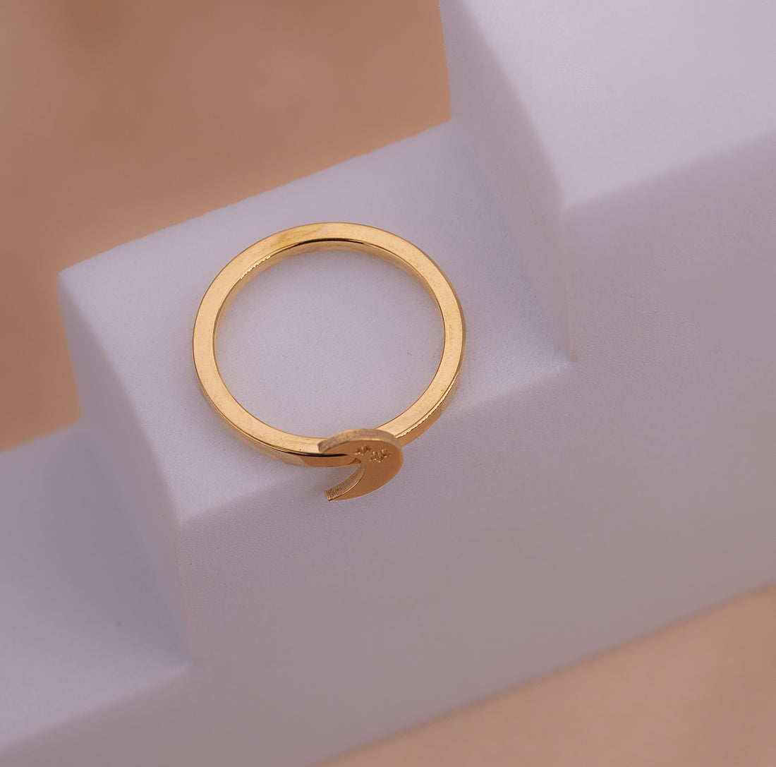 Anillo Luna Dorado Talla 7 Ref:A1022