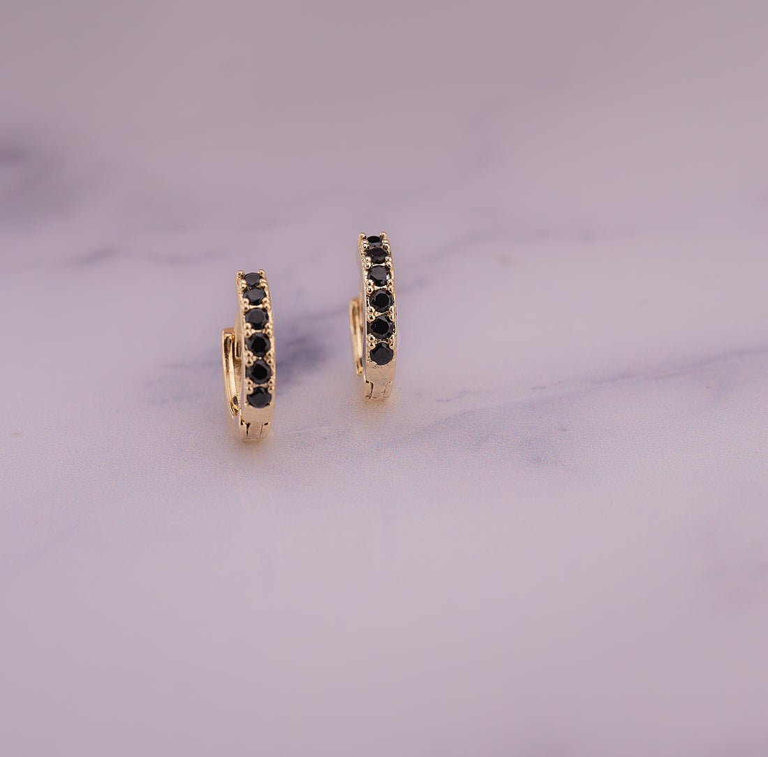 Candongas Doradas Circones Negros Ref: B286