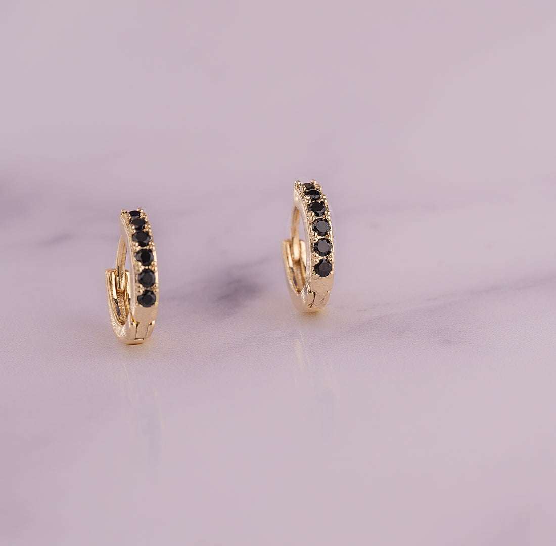 Candongas Doradas Circones Negros Ref: B286