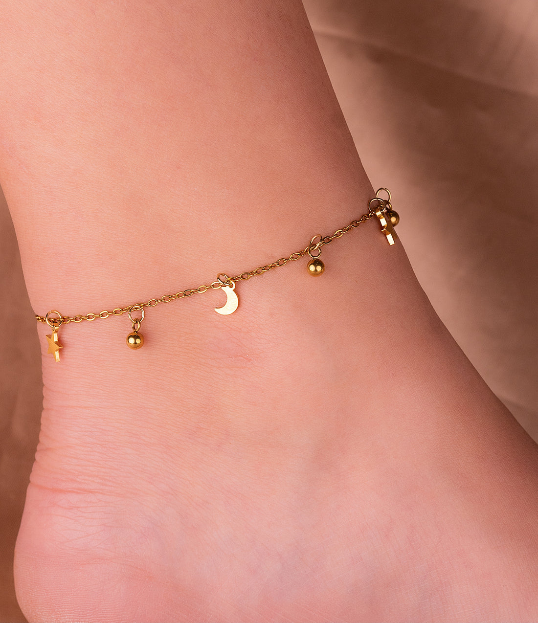 Tobillera Lunas Estrellas Dorada Ref: M454