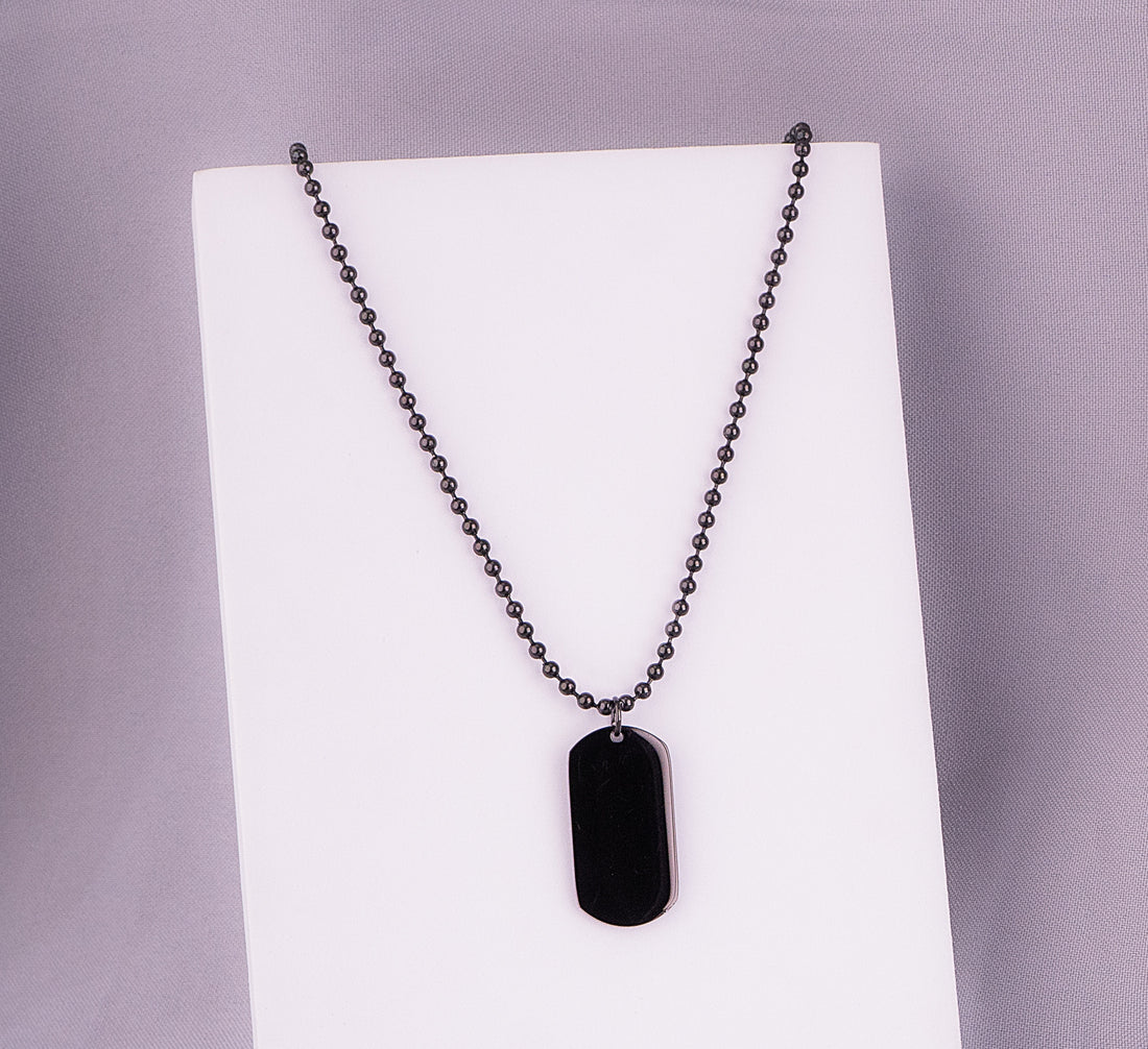 Cadena Placa Negra Hombre  Ref: F668