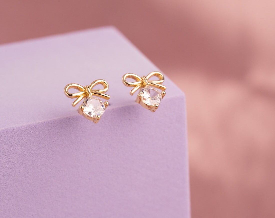 Topitos Moños Circones Dorados Ref: L576