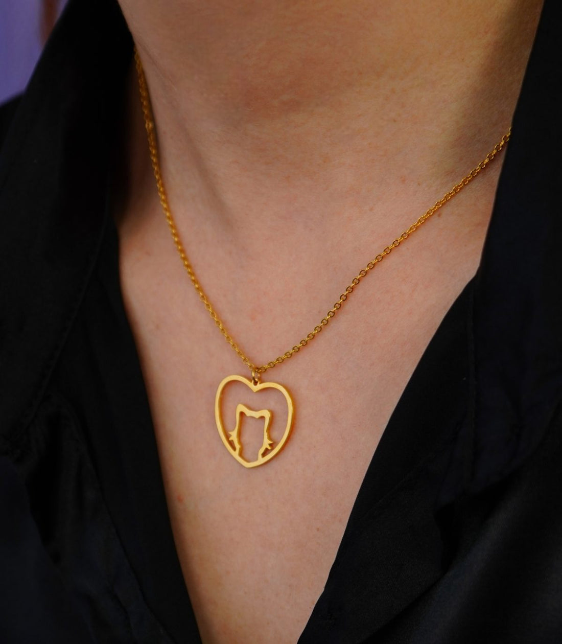 Cadena Gato Corazón Dorada  Ref: C1784