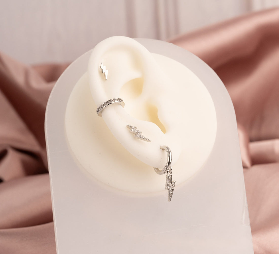 Set Aretes Rayos Plateados Ref: K374