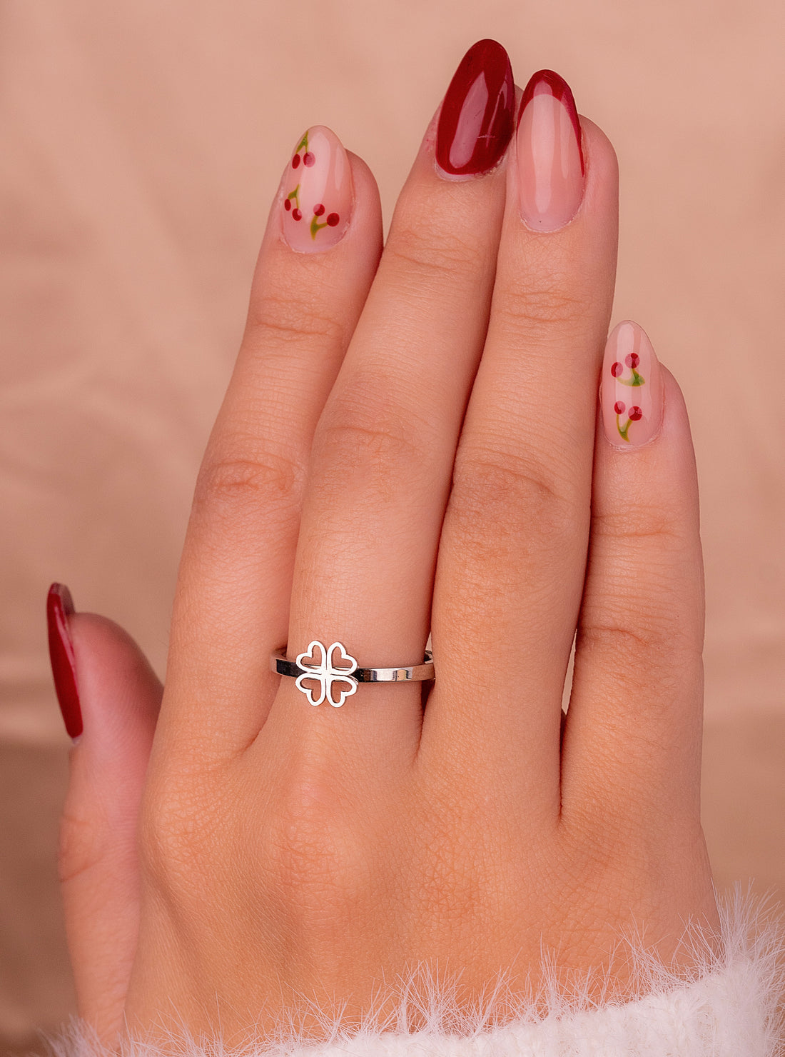 Anillo Trébol Corazones Plateado Ref: Ref: A1761