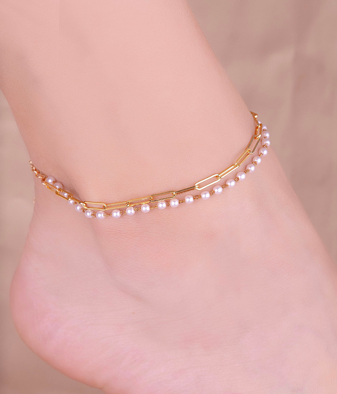 Tobillera Perlas Dorada Ref: M137