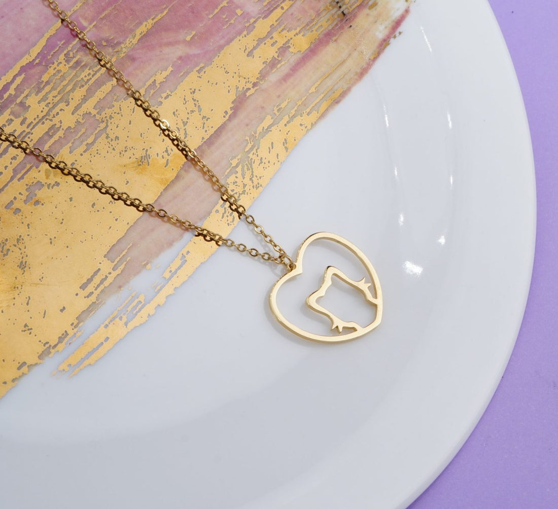 Cadena Gato Corazón Dorada  Ref: C1784