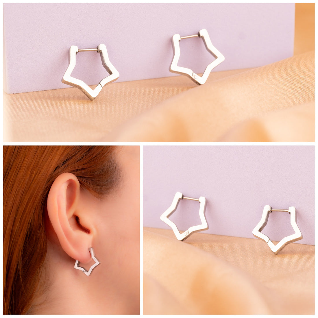 Candongas Estrellas Plateadas Ref:B1425