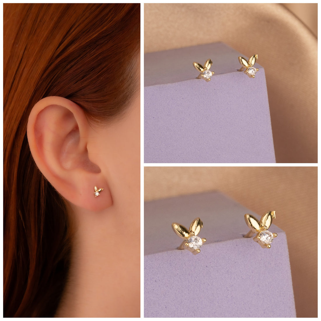 Topitos Orejitas Circones Dorados Ref: L456