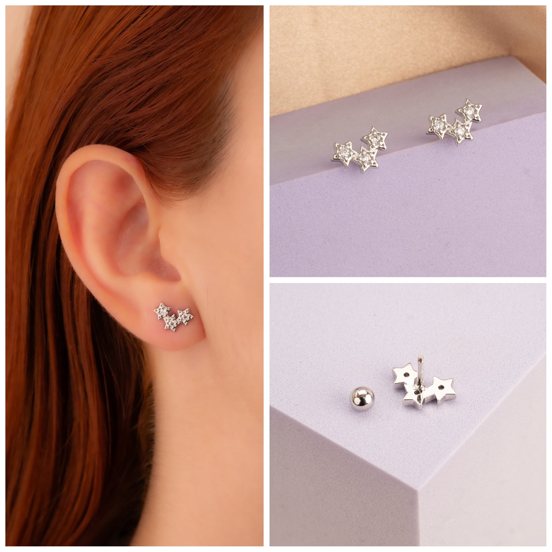 Topitos Seguridad Estrellas Plateadas Ref: L333