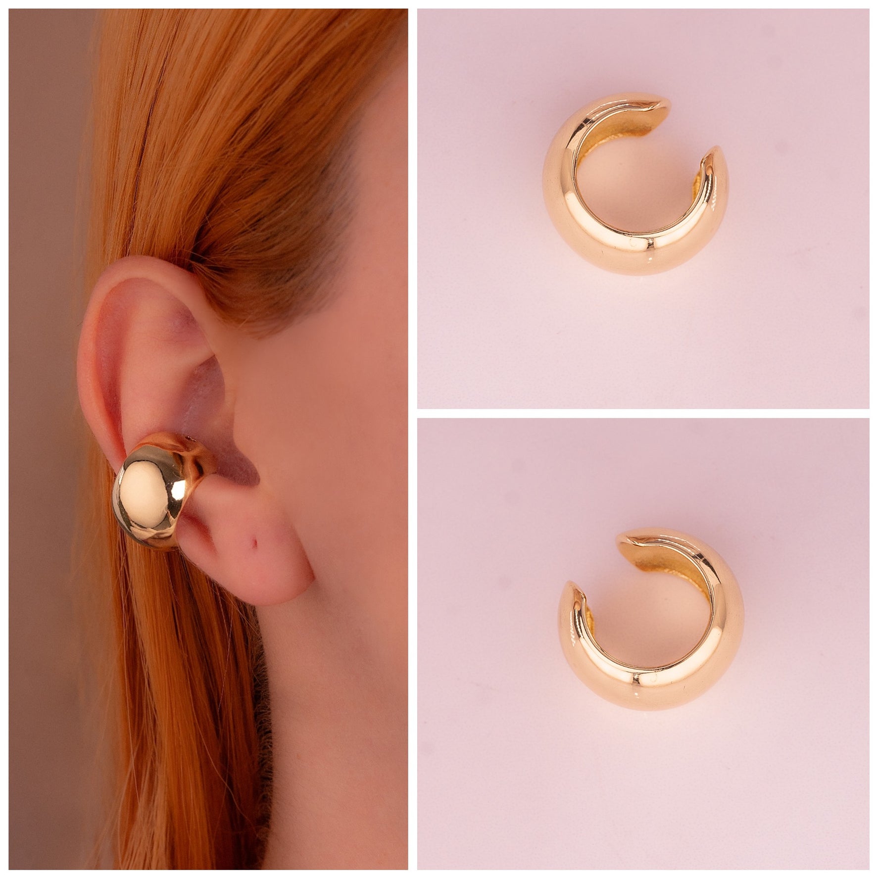 Ear Cuff Chunky Liso Dorado Ref: E744
