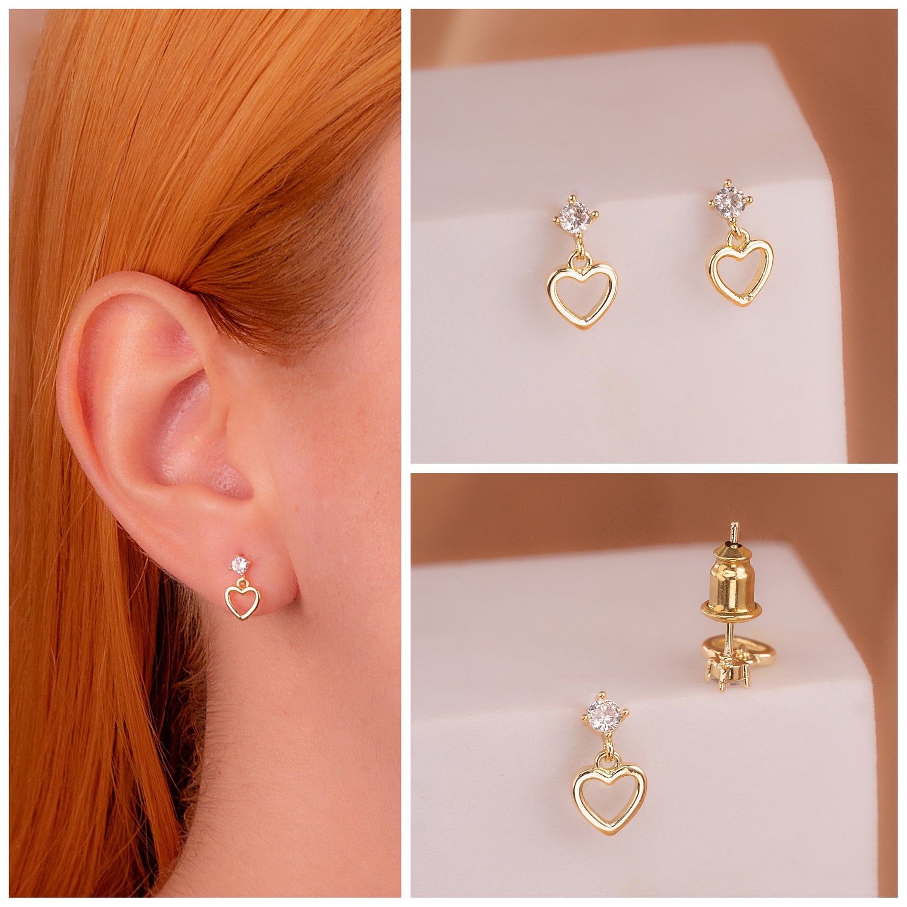 Topitos Corazones Silueta Dorados Ref: L1273