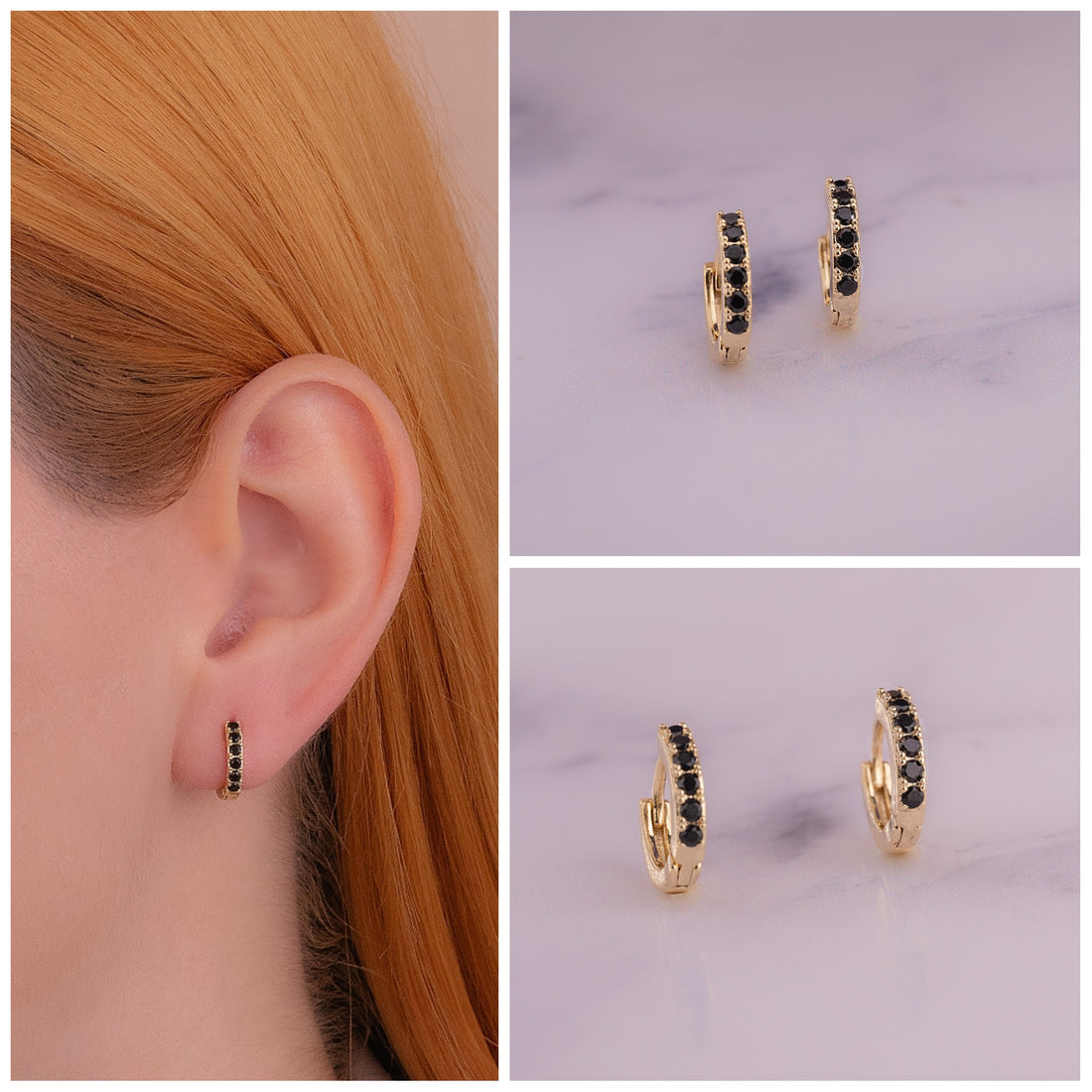 Candongas Doradas Circones Negros Ref: B286