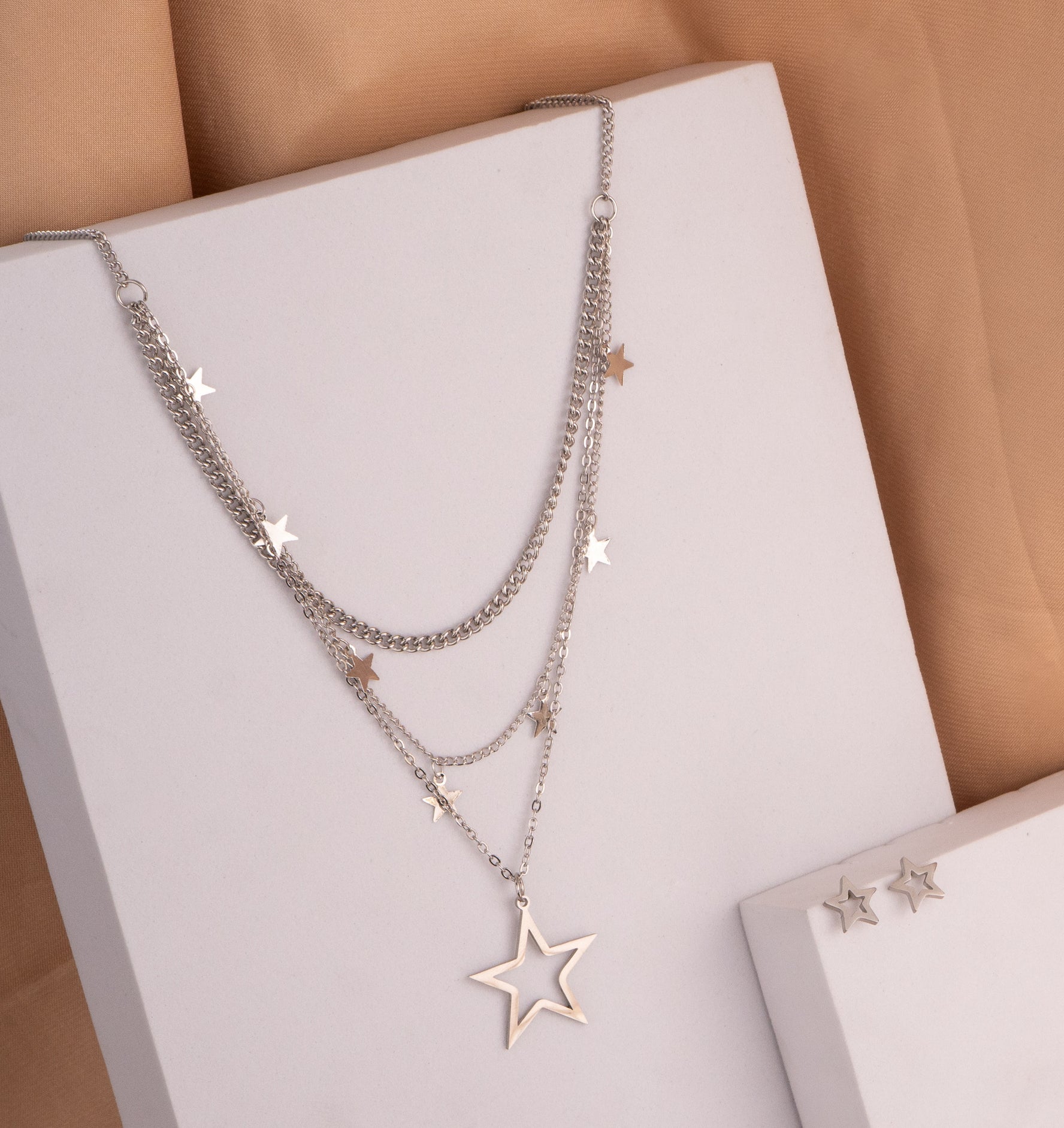 Juego Triple Estrellas Plateado Ref:G527