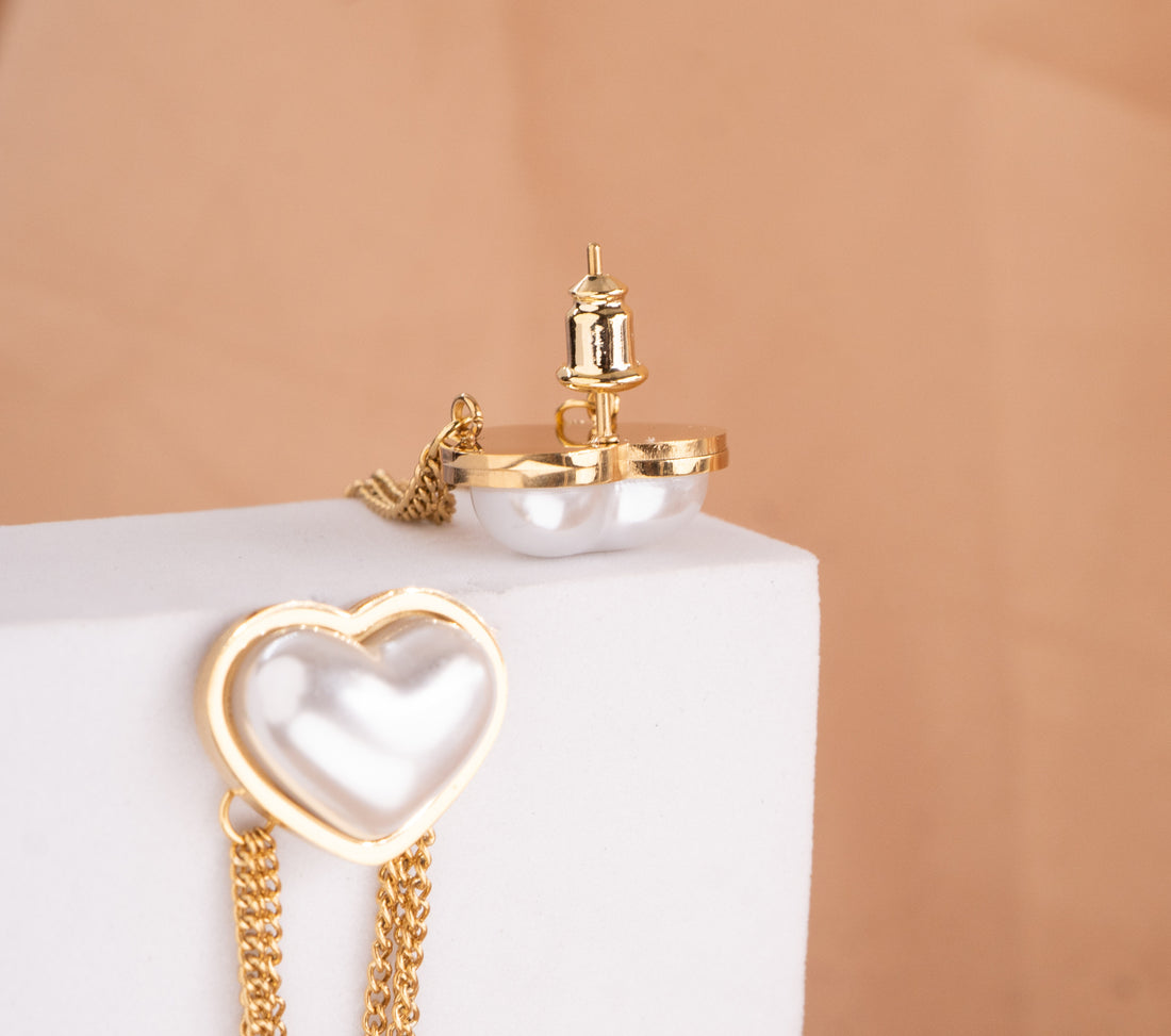 Aretes Corazones Perlas Ref:B2144