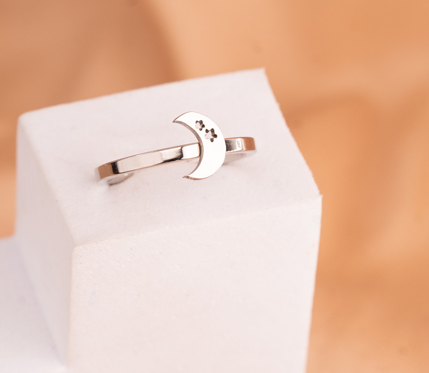 Anillo Luna Estrellas Plateado Talla 7 Ref:A2540