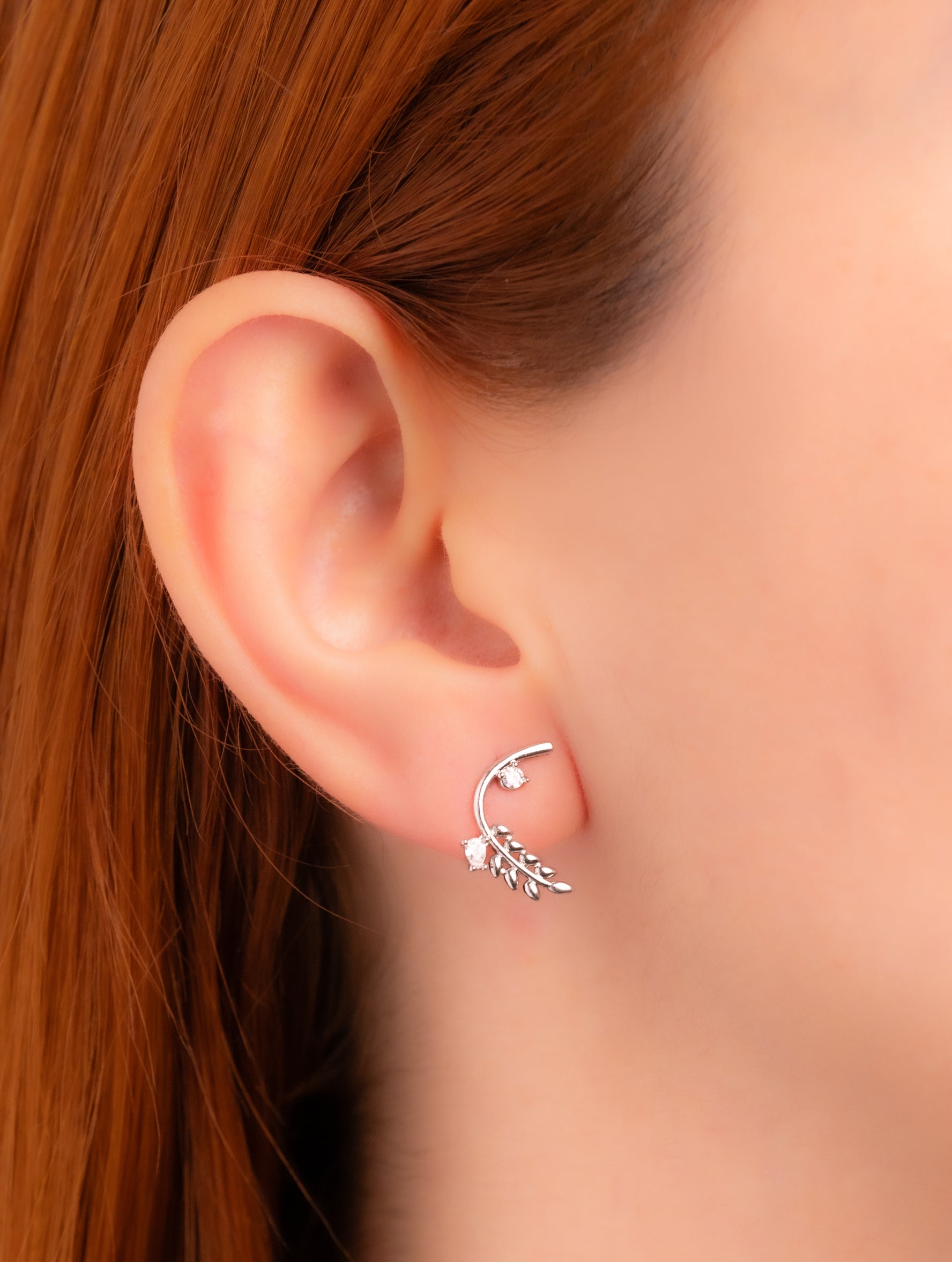 Aretes Hojas Arcos Plateados Ref:B1125