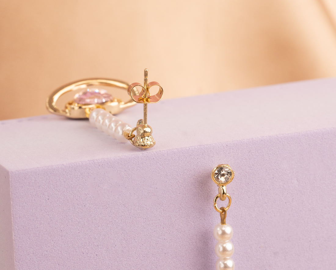 Aretes Corazón Rosa Órbita  Ref:B1258